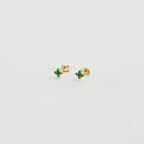 Boucles d'oreilles puces BELOVED - Vert / Doré - 1