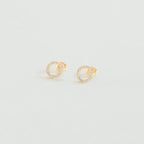 Boucles d'oreilles puces RONDOU - Cristal / Doré - 1