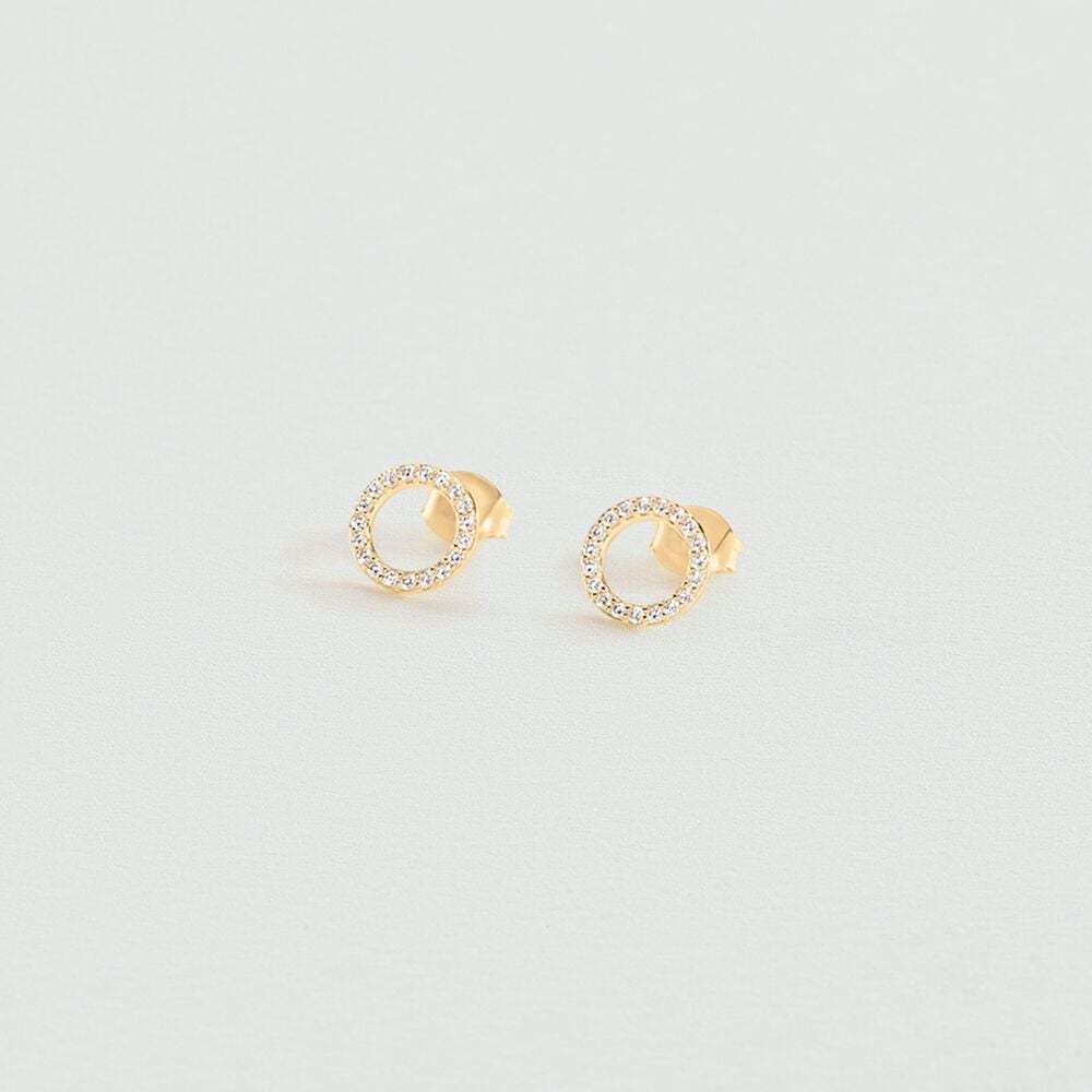 Boucles d'oreilles puces RONDOU - Cristal / Doré - 1