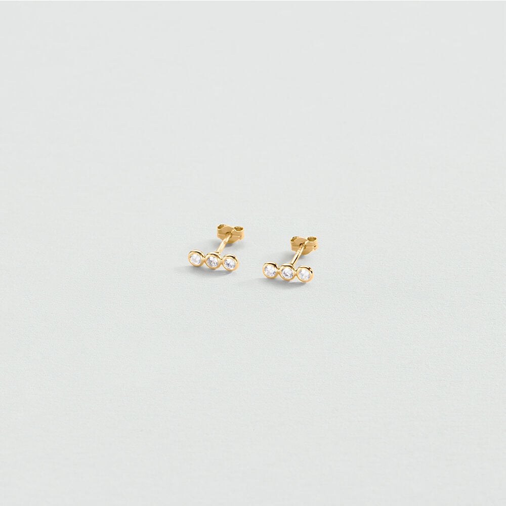 Boucles d'oreilles puces ODÉON - Cristal / Doré - 1