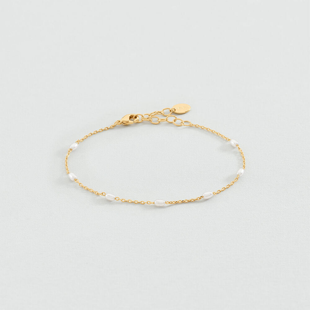 Bracelet souple JASMIN - Doré / Blanc - 1