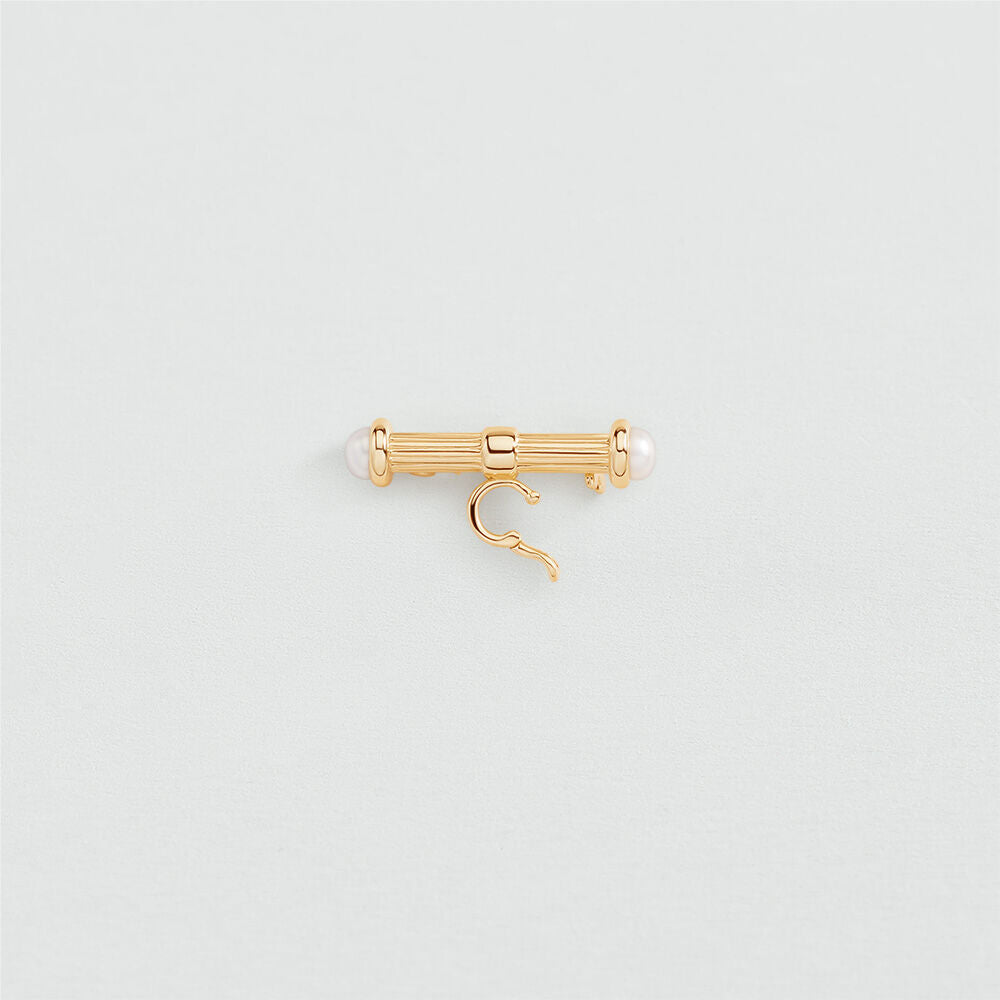 Broche T-BAR - Blanc / Doré - 2