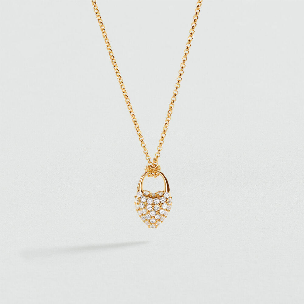 Collier mi-long VICTOIRE CŒUR PAVÉ - Cristal / Doré - 1