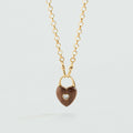 Collier court VICTOIRE CŒUR BOIS - Marron / Doré - 1