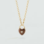 Collier court VICTOIRE CŒUR BOIS - Marron / Doré - 1
