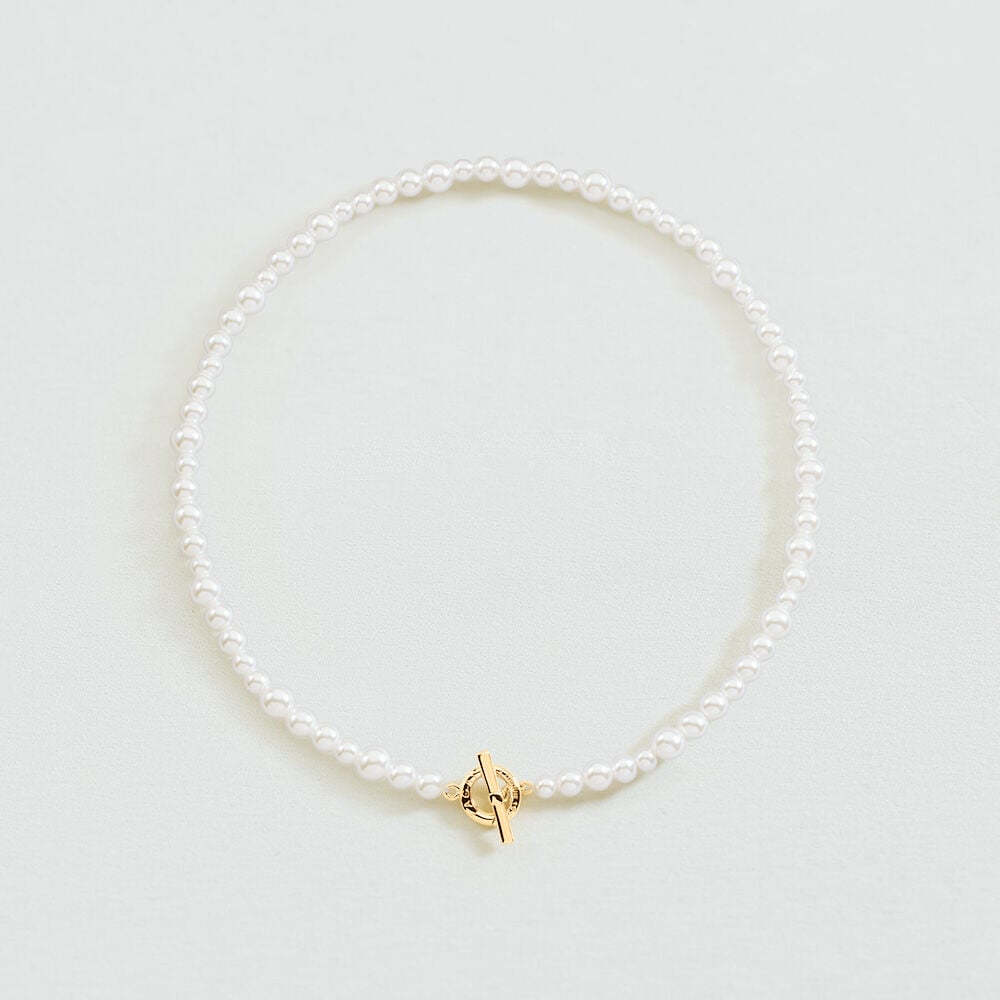 Collier court PERLE - Blanc / Doré - 2