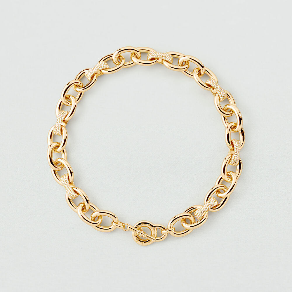 Collier court XOXO PAVÉ - Cristal / Doré - 1