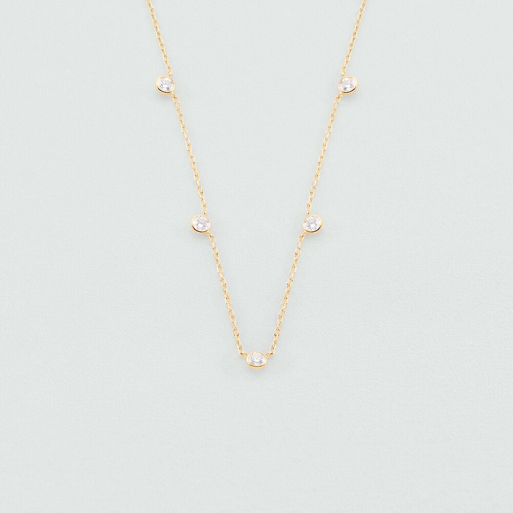 Collier court BRILLANT - Cristal / Doré - 1