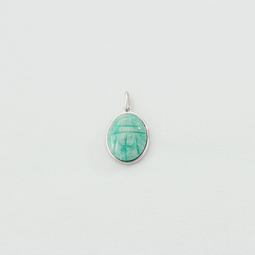 Pendentif SCARABÉE AMAZONITE - Turquoise / Argenté - 1