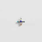 Pendentif CROIX PIERRES NATURELLES - Multicolore / Argenté - 2
