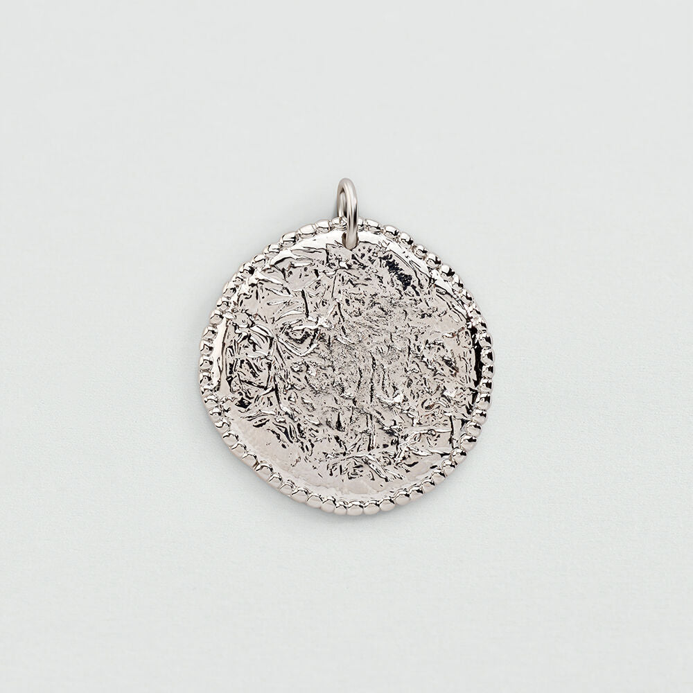 Pendentif MÉDAILLE MARTELÉE - Argenté - 1