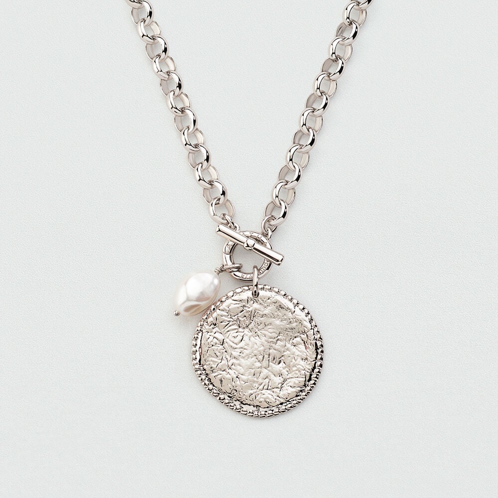 Pendentif MÉDAILLE MARTELÉE - Argenté - 2