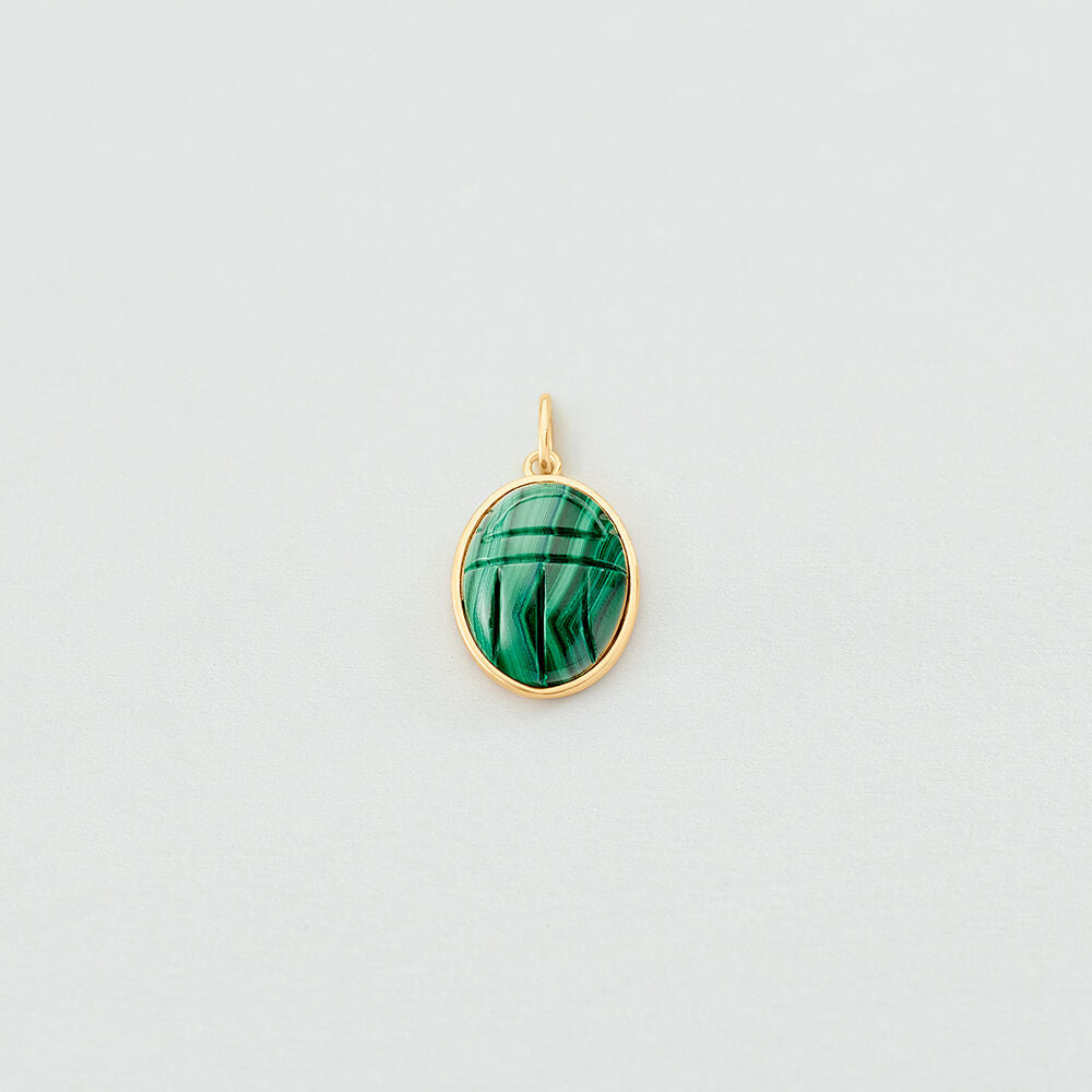 Pendentif SCARABÉE MALACHITE - Vert / Doré - 1