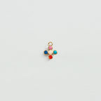 Pendentif PAMPILLE CRÉOLE CROIX PIERRES NATURELLES - Multicolore / Doré - 1