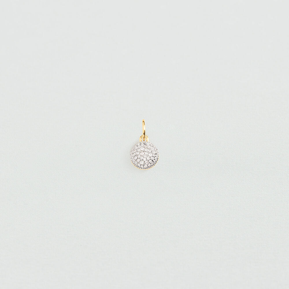 Pendentif BOULE PAVÉE - Cristal / Doré - 1