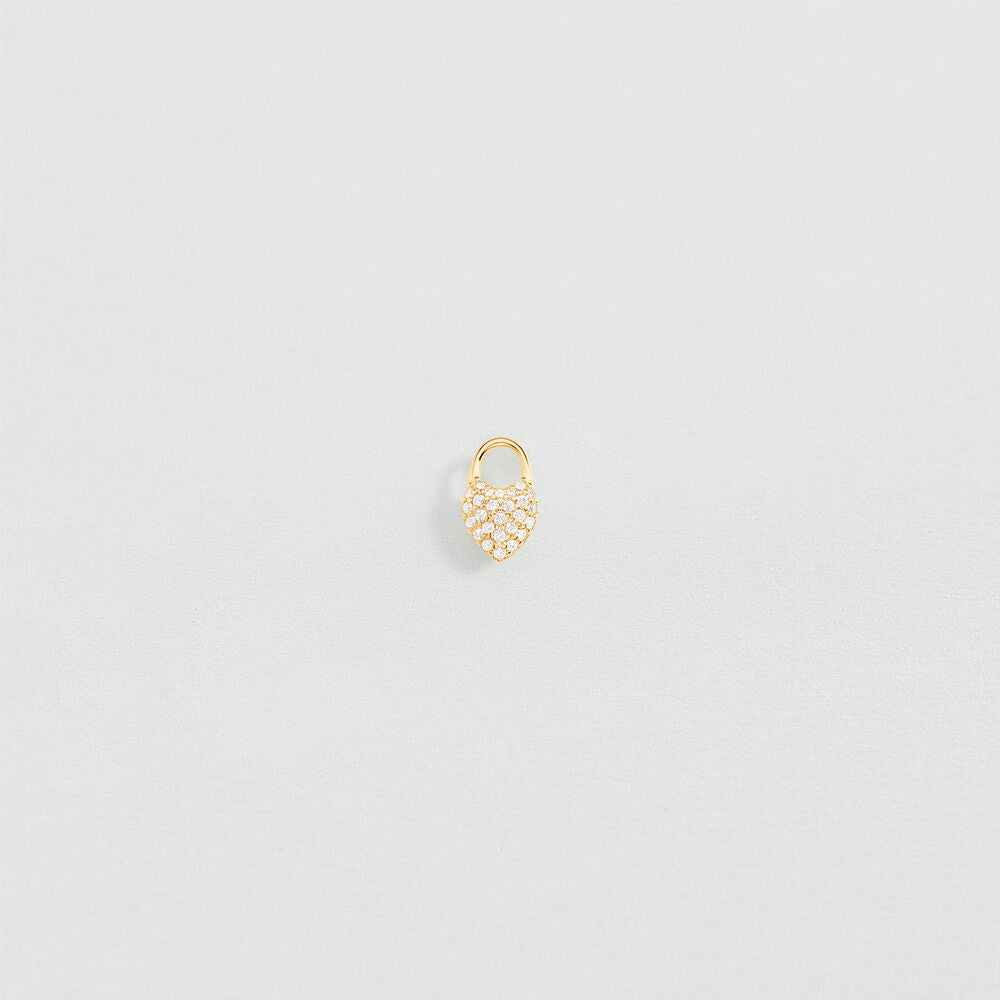 Pendentif PAMPILLE CŒUR PAVÉ - Cristal / Doré - 1