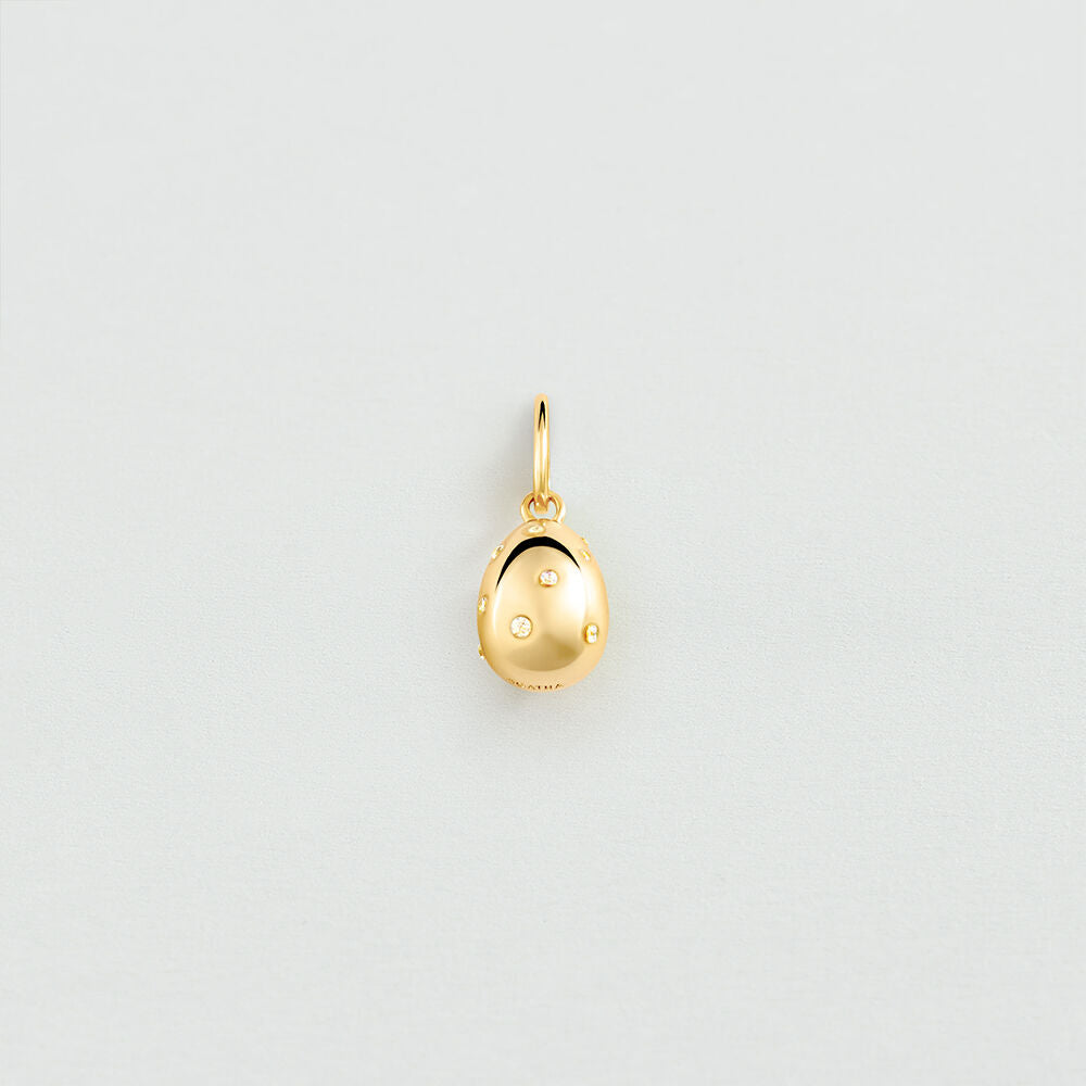 Pendentif OEUF PAVE - Cristal / Doré - 1