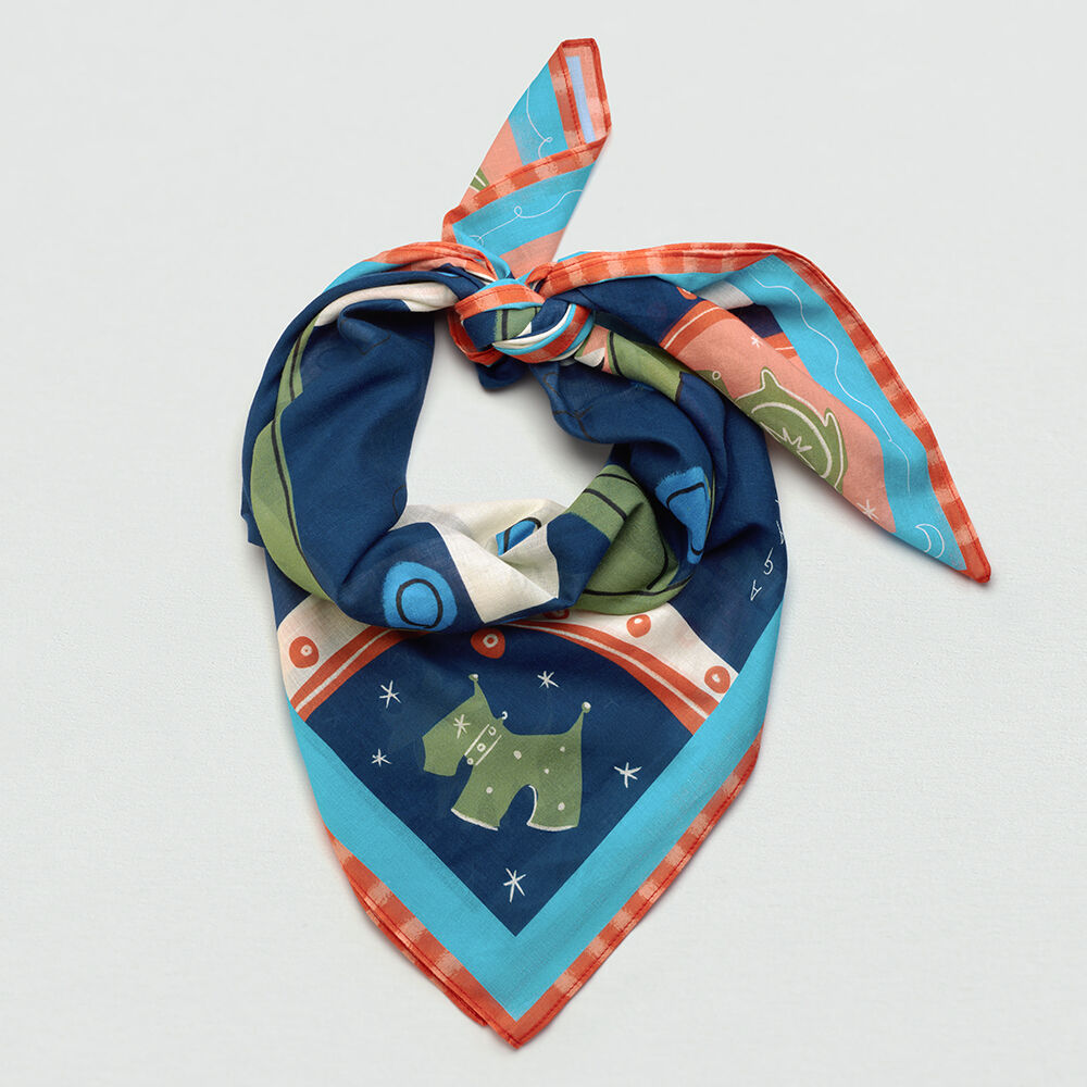 Foulard COTON PANGEA - Bleu / Rose - 2